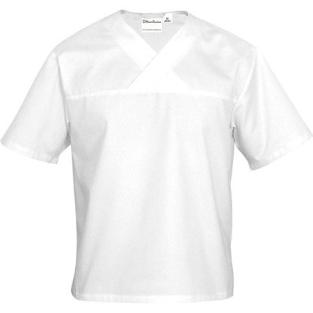 Bluza kucharska, unisex, w serek, krótki rękaw, biała, rozmiar L 634104 STALGAST