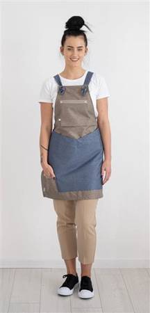 Fartuch kucharski damski | beż-niebieski  | linia Tredje | 21-3FW-34BEN | od ręki