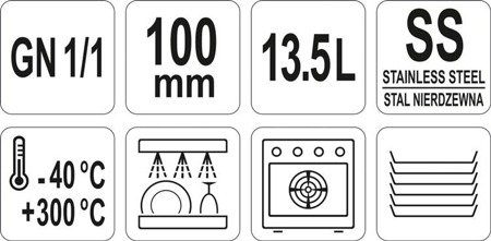 POJEMNIK PERFOROWANY ZE STALI NIERDZEWNEJ GN 1/1 100 | YG-00343