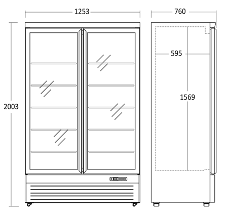 Szafa mroźnicza przeszklona KF1006BE | 1006 l