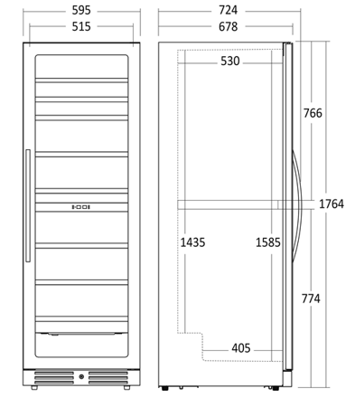 Winiarka | chłodziarka do wina | dwustrefowa | 461 l | na 126 butelek | 595x680x1764 mm | SV124B