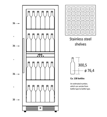 Winiarka | chłodziarka do wina | dwustrefowa | 461 l | na 138 butelek | 595x682x1764 mm | SV1382B
