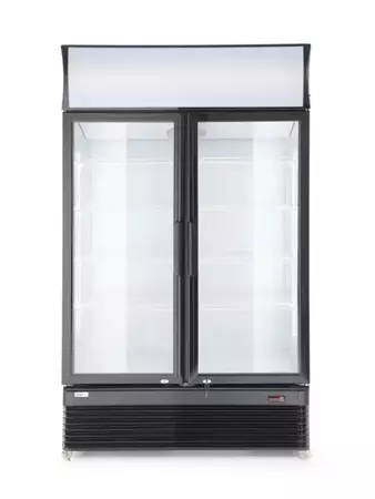 Witryna chłodnicza przeszklona z podświetlanym panelem 2-drzwiowa Arktic, 512L, czarny, 220-240V/510W, 1120x610x(H)1965mm