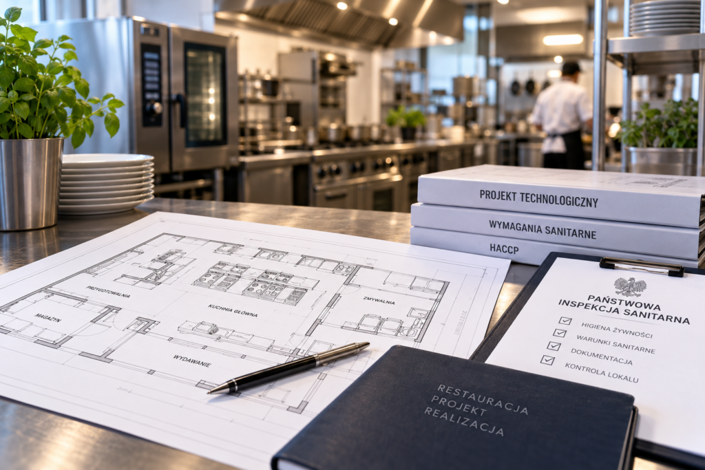 Projekt technologiczny kuchni gastronomicznej i dokumentacja dotycząca wymagań sanitarnych